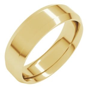 Rings 14K Yellow 6 mm Beveled-Edge Comfort-Fit Flat Band Size 9.5
