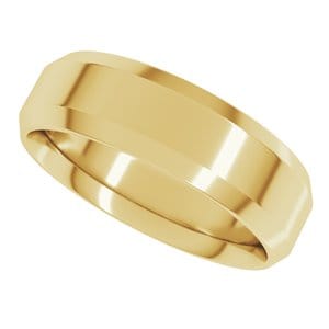 Rings 14K Yellow 6 mm Beveled-Edge Comfort-Fit Flat Band Size 9.5