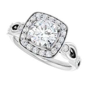 Rings 10K White 6.5 mm Round Engagement Ring Mounting