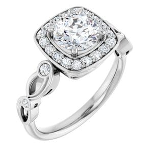Rings 10K White 6.5 mm Round Engagement Ring Mounting
