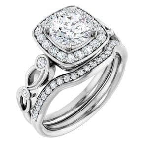 Rings 10K White 6.5 mm Round Engagement Ring Mounting