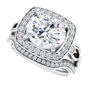 Rings 14K White 10x8 mm Oval Engagement Ring Mounting