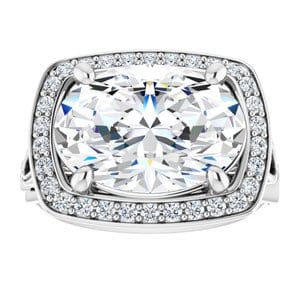 Rings 14K White 14x10 mm Oval Engagement Ring Mounting
