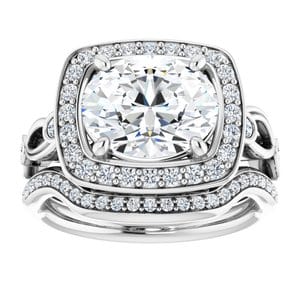Rings 14K White 10x8 mm Oval Engagement Ring Mounting