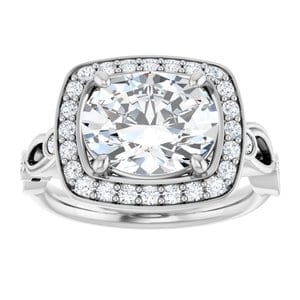 Rings 14K White 10x8 mm Oval Engagement Ring Mounting