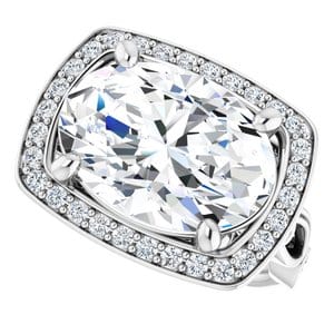 Rings 14K White 14x10 mm Oval Engagement Ring Mounting