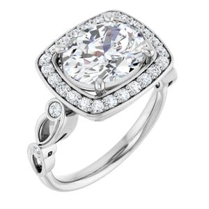 Rings 14K White 10x8 mm Oval Engagement Ring Mounting