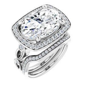 Rings 14K White 14x10 mm Oval Engagement Ring Mounting