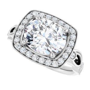 Rings 14K White 10x8 mm Oval Engagement Ring Mounting