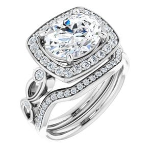 Rings 14K White 10x8 mm Oval Engagement Ring Mounting