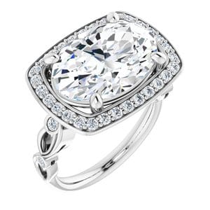 Rings 14K White 14x10 mm Oval Engagement Ring Mounting