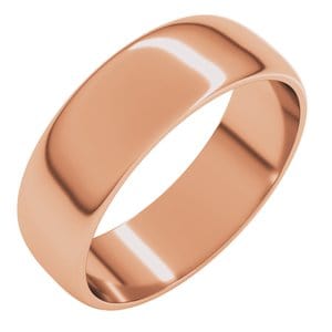 Rings 10K Rose 6 mm Lightweight Half Round Band Size 6.5