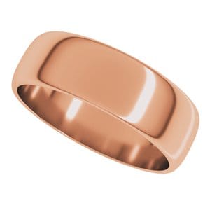 Rings 10K Rose 6 mm Lightweight Half Round Band Size 6.5