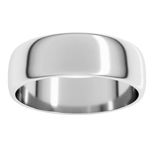 Rings Platinum 6 mm Lightweight Half Round Band Size 14