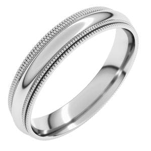 Rings Sterling Silver 4 mm Double Milgrain Comfort-Fit Half Round Band Size 11