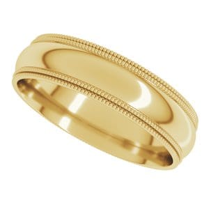 Rings 14K Yellow 5 mm Double Milgrain Comfort-Fit Half Round Band Size 11