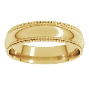 Rings 14K Yellow 5 mm Double Milgrain Comfort-Fit Half Round Band Size 9