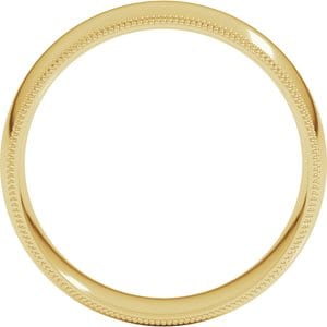 Rings 14K Yellow 7 mm Double Milgrain Comfort-Fit Half Round Band Size 7