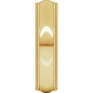 Rings 14K Yellow 5 mm Double Milgrain Comfort-Fit Half Round Band Size 10