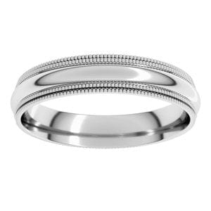 Rings Sterling Silver 4 mm Double Milgrain Comfort-Fit Half Round Band Size 11