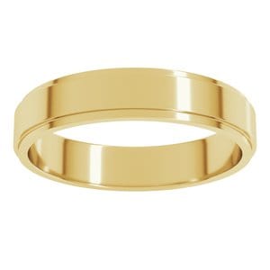 Rings 14K Yellow 4 mm Stepped-Edge Flat Band Size 9