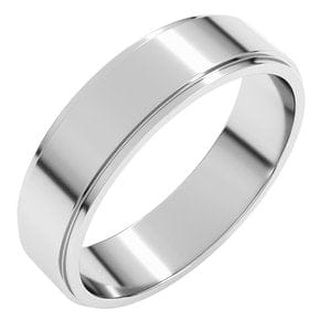 Rings Sterling Silver 5 mm Stepped-Edge Flat Band Size 7