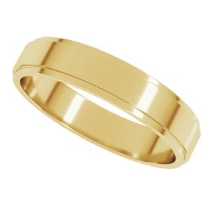 Rings 14K Yellow 4 mm Stepped-Edge Flat Band Size 9