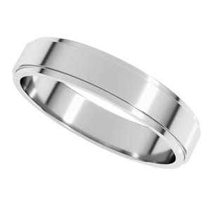 Rings Sterling Silver 4 mm Stepped-Edge Flat Band Size 7