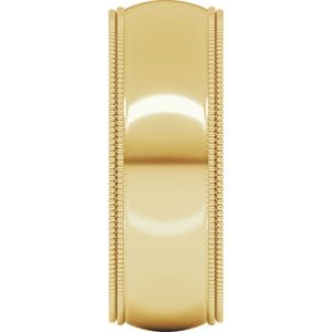 Rings 14K Yellow 7 mm Double Milgrain Comfort-Fit Half Round Band Size 7