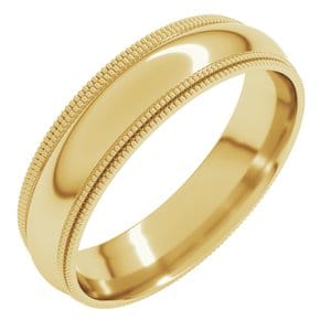 Rings 14K Yellow 5 mm Double Milgrain Comfort-Fit Half Round Band Size 11