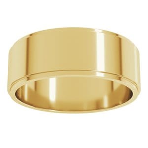 Rings 14K Yellow 7 mm Stepped-Edge Flat Band Size 10
