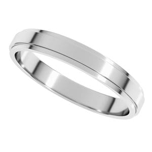 Rings Sterling Silver 3 mm Stepped-Edge Flat Band Size 11