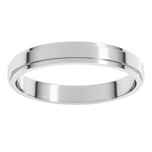 Rings Sterling Silver 3 mm Stepped-Edge Flat Band Size 11