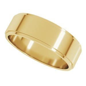 Rings 14K Yellow 6 mm Stepped-Edge Flat Band Size 8