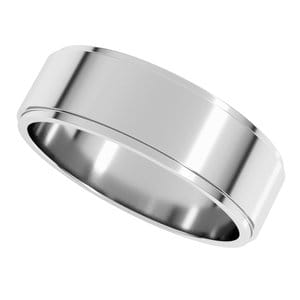 Rings Sterling Silver 6 mm Stepped-Edge Flat Band Size 9