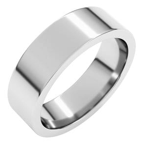 Rings 14K White 6 mm Comfort-Fit Flat Band Size 7.5