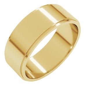 Rings 14K Yellow 7 mm Stepped-Edge Flat Band Size 8.5