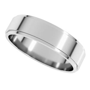 Rings Sterling Silver 5 mm Stepped-Edge Flat Band Size 7