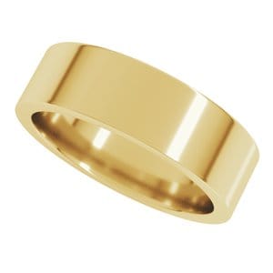 Rings 18K Yellow 6 mm Comfort-Fit Flat Band Size 10