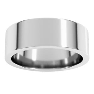 Rings 14K White 7 mm Comfort-Fit Flat Band Size 9