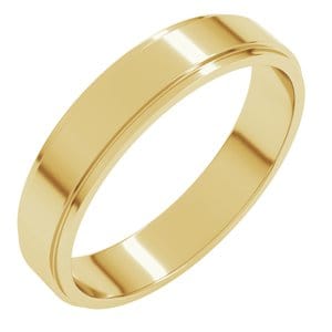 Rings 14K Yellow 4 mm Stepped-Edge Flat Band Size 9