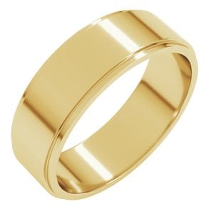 Rings 14K Yellow 6 mm Stepped-Edge Flat Band Size 8