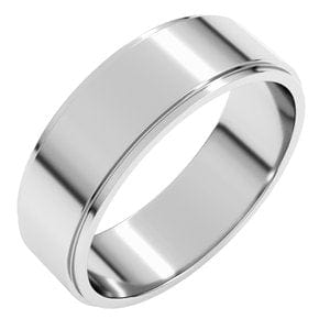 Rings Sterling Silver 6 mm Stepped-Edge Flat Band Size 9