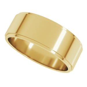 Rings 14K Yellow 7 mm Stepped-Edge Flat Band Size 7
