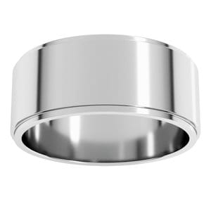 Rings Sterling Silver 8 mm Stepped-Edge Flat Band Size 7