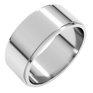 Rings Sterling Silver 8 mm Stepped-Edge Flat Band Size 7