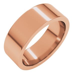 Rings 14K Rose 7 mm Comfort-Fit Flat Band Size 8