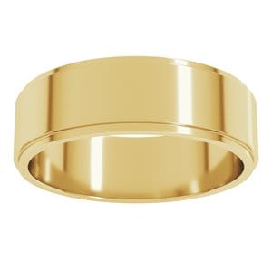 Rings 14K Yellow 6 mm Stepped-Edge Flat Band Size 8