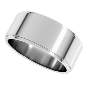 Rings Sterling Silver 8 mm Stepped-Edge Flat Band Size 7
