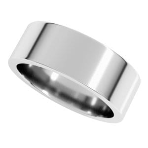 Rings 14K White 7 mm Comfort-Fit Flat Band Size 9